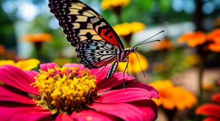 Fototapeta premium close up of beautiful butterfly on flower