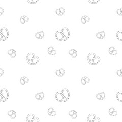 Bretzel pattern seamless german bakery food background salted snack for beer craft wrapping paper design cookies line doodle design gluten unhealthy food