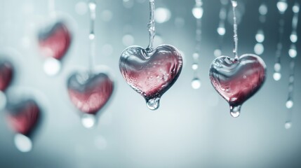 Obraz premium Hearts and drops of water
