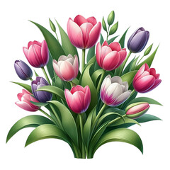 Obraz premium beautiful tulip Flower bouquet vector isolated on white background