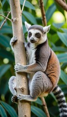Obraz premium Ring-Tailed Lemur on tree in natural habirat