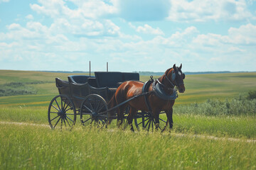 Antique Carriage with Horses at Heritage Site &ndash; Summer Heritage Tours Experience