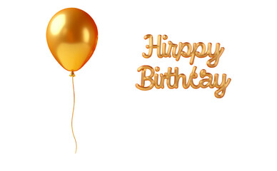 Happy Birthday Ballons Isolated in white transparent background, Golden ballons PNG , Happy bithday PNG 