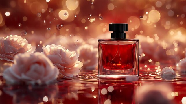 Women's perfumes. Product photo, flowers