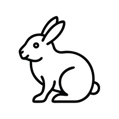 Outline Icon of a Sitting Rabbit, Simple black outline icon of a sitting rabbit, symbolizing wildlife, pets, Easter, or nature. Perfect for animal-themed designs.
