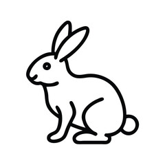 Outline Icon of a Sitting Rabbit, Simple black outline icon of a sitting rabbit, symbolizing wildlife, pets, Easter, or nature. Perfect for animal-themed designs.
