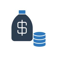 Coins Money Bag Icon - Investment Icon