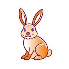 Fototapeta premium Colorful Cartoon Bunny Illustration with Long Ears, Cute cartoon bunny illustration with a colorful gradient, large eyes, and long ears, perfect for kids' themes, Easter, or nature graphics. 