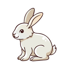 Cartoon Illustration of a Cute Sitting Rabbit, Charming cartoon illustration of a sitting rabbit with soft colors, perfect for Easter themes, kids' content, or animal illustrations.
