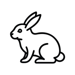 Outline Icon of a Sitting Rabbit, Simple black outline icon of a sitting rabbit, symbolizing wildlife, pets, Easter, or nature. Perfect for animal-themed designs.
