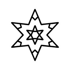 Six-pointed star with central design in outline style