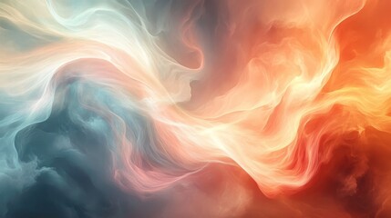 A whirlwind of fiery colors swirls in dynamic motion, embodying the power and intensity of abstract expressionism. Vivid oranges and blues intertwine magnificently.