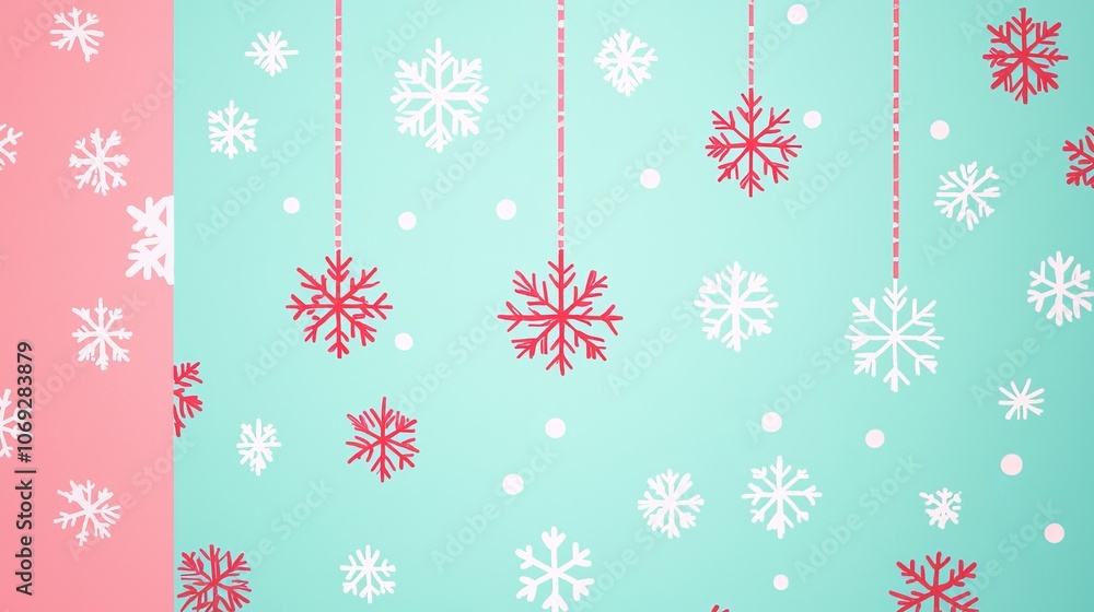 Poster create a unique doodlestyle christmas background featuring snowflakes for festive vibes