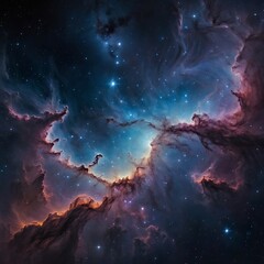 Dreamlike Galaxy Clouds in Deep Space with Faint Starlight.Universe science astronomy,Supernova background wallpaper