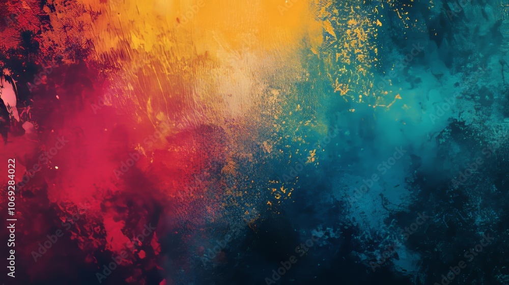 Poster a vibrant abstract artwork displays a textured blend of colors in a gradient pattern, representing a