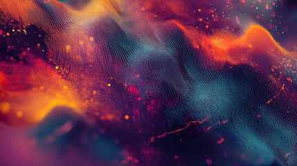 Fototapeta premium Dynamic abstract waveforms traverse a vibrant spectrum of colors, representing the flow of energy and rhythm, using a modern and sophisticated style.