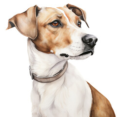 Elegant watercolor portrait of a dignified dog with a gentle gaze, beautifully capturing the loyalty and intelligence of man's best friend