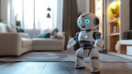 Hi tech Robot in the house for future innovation house keeper and pet.