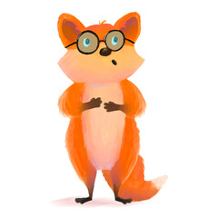 Fototapeta premium Cartoon fox on white background, mascot, character