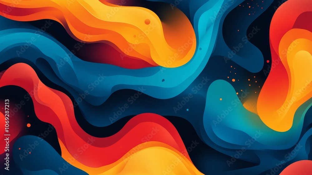 Aufkleber this vibrant abstraction displays flowing waves of warm and cool colors that create a lively and har