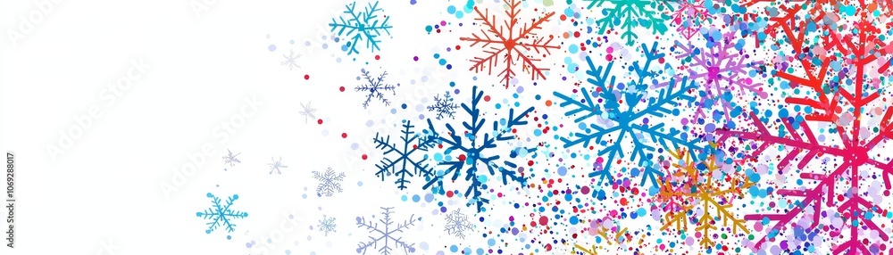Poster create a festive atmosphere with handdrawn christmas background featuring colorful snowflakes and mo
