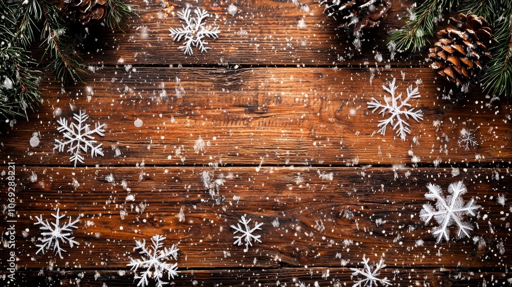 Poster create a handdrawn christmas background featuring snowflakes and rustic elements to enhance your hol
