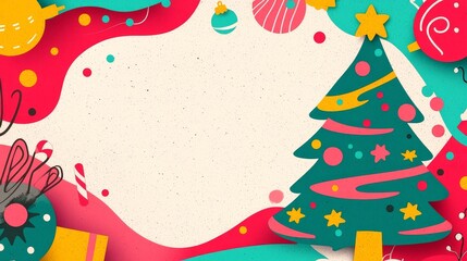 Obraz premium Create a whimsical christmas background featuring a doodle-style tree for festive designs