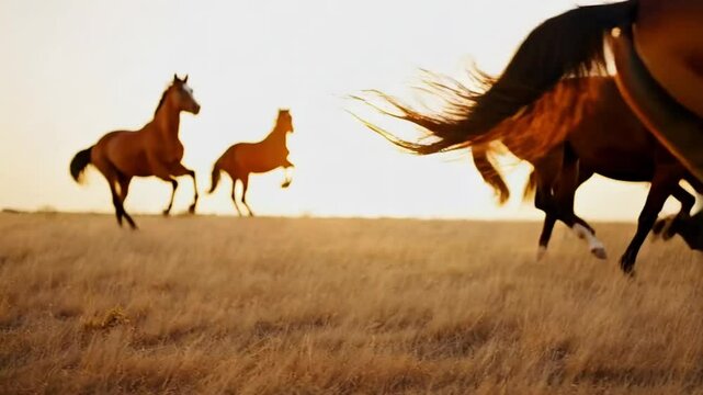 Super Slow Motion Shot of Running Horses at 1000fps , Filmed on High Speed Cinematic Camera