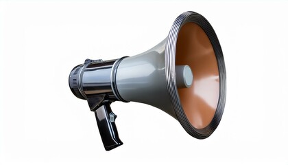 3d metalic render of megaphone promo icon, on White background PNG
