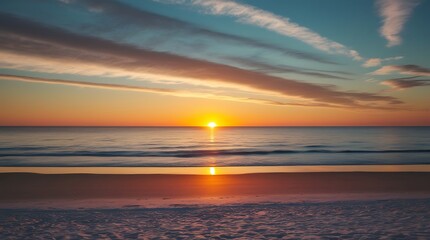 Fototapeta premium Christmas season on a beautiful beach with a stunning sunset, festive holiday vibe blending with coastal scenery