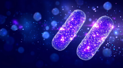 Bacteria in Bifidobacteria with Sparkling Blue Particles