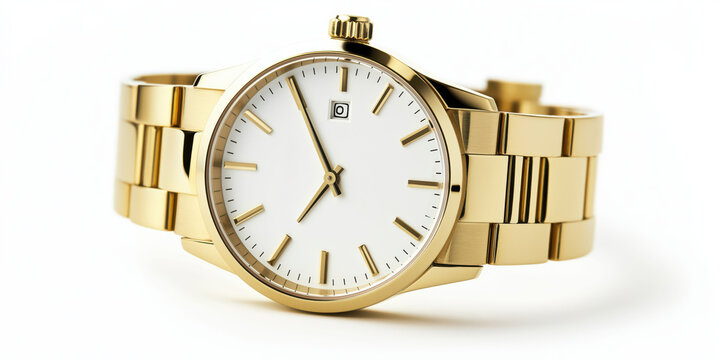 Elegant gold wristwatch with minimalist design and white dial
