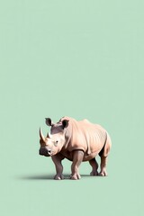 Rhinoceros standing on green background
