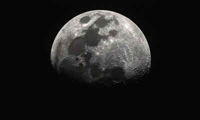 Obraz premium Moon surface crescent moon lunar craters detailed texture