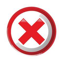 Fototapeta premium Red Crossed Circle Icon for Error or Warning, Circular icon with a red 
