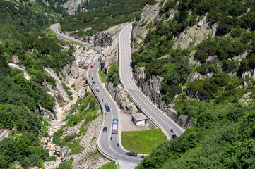 Mountain twists in the Swiss Alps. Grimselpass
