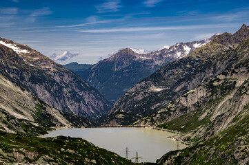 Mountain views from the Grimselpass in Switzerland.