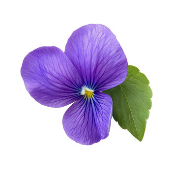 Fototapeta Purple flower with green leaves, isolated