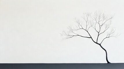   A monochrome image of a bare tree standing against a white backdrop