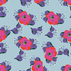 Flowers pattern, floral illustration. Fabric design