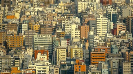 Bustling city skyline panorama capturing urban density and architectural diversity