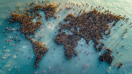 Global connectivity concept with people forming world map