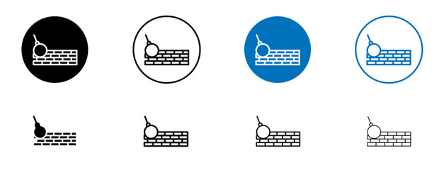 Demolition icon set in black and blue colors