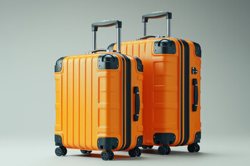 Bright orange suitcases standing together, ready for travel adventures