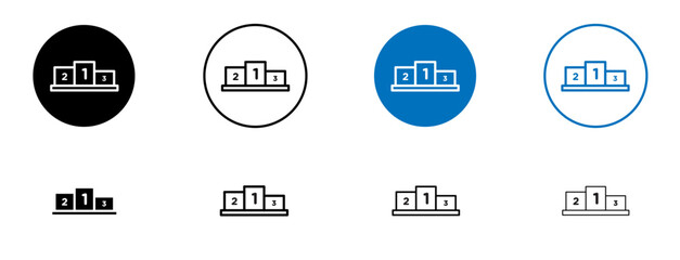 Podium icon set in black and blue colors