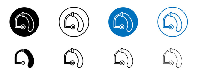 Hearing aid icon set in black and blue colors