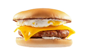 Tasty sausage and cheese breakfast sandwich