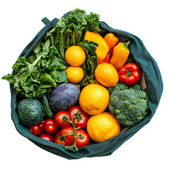 Top view of fresh produce in a basket