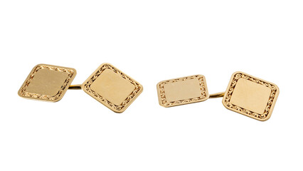 gold men's cufflinks. isolated white background
