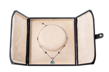 jewelry box with necklace. isolated white background